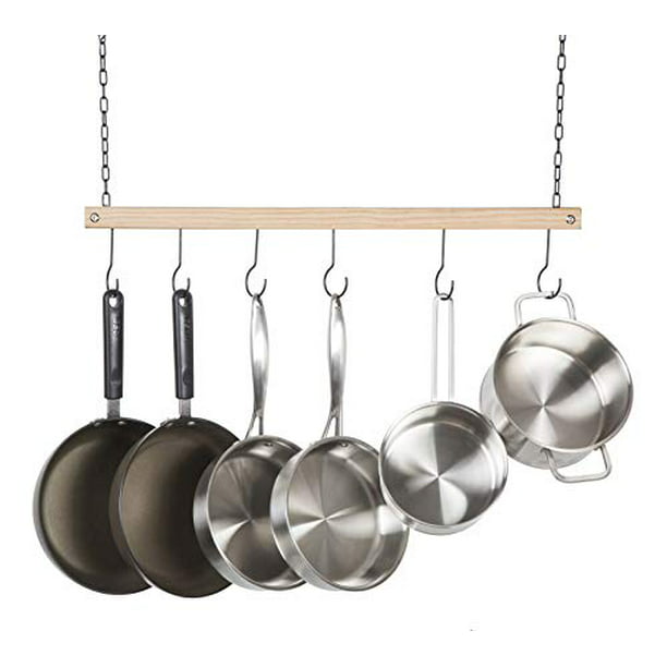 6 Hooks Wall Mounted Hanging Rack Rotate 360° Kitchen Utensils Cookware Storage 
